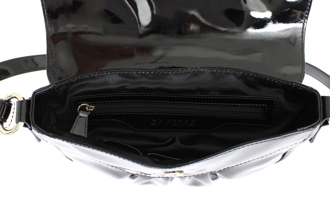 Black patent shoulder bag