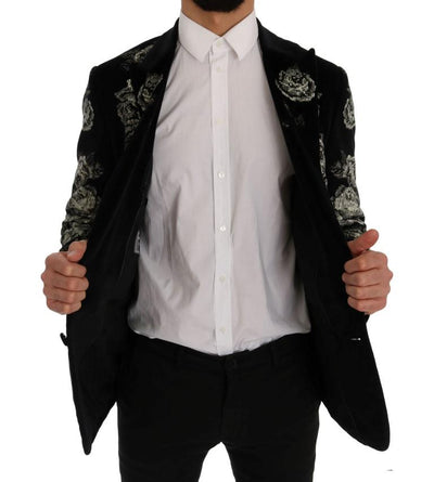 Black Velvet Floral Angel Blazer Jacket