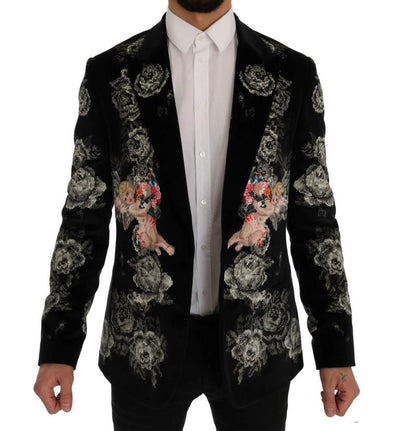 Black Velvet Floral Angel Blazer Jacket