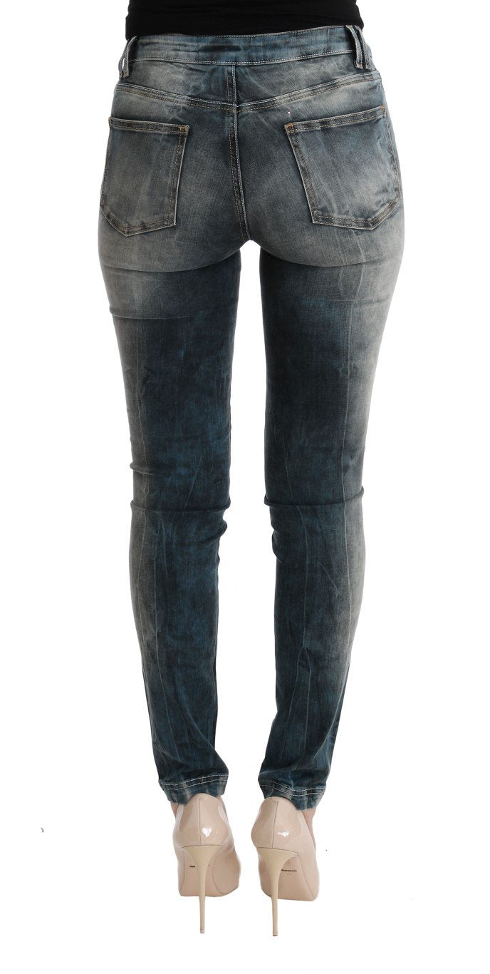 Blue Wash Cotton Blend Slim Fit Jeans
