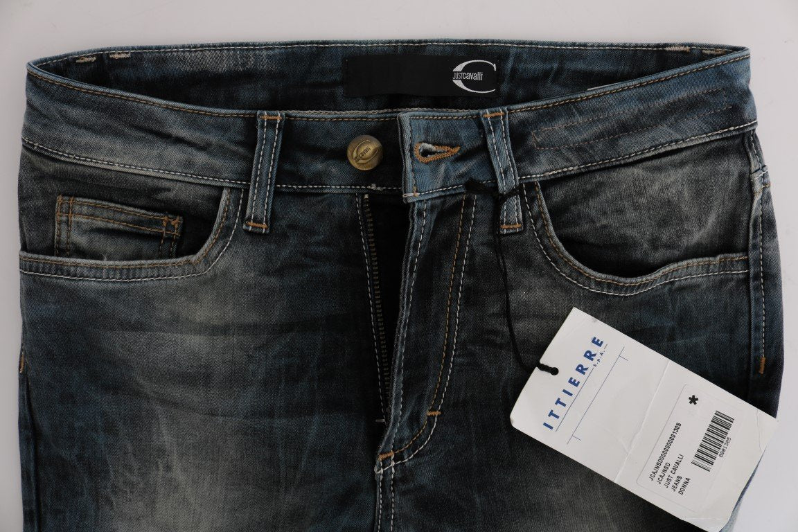 Blue Wash Cotton Blend Slim Fit Jeans