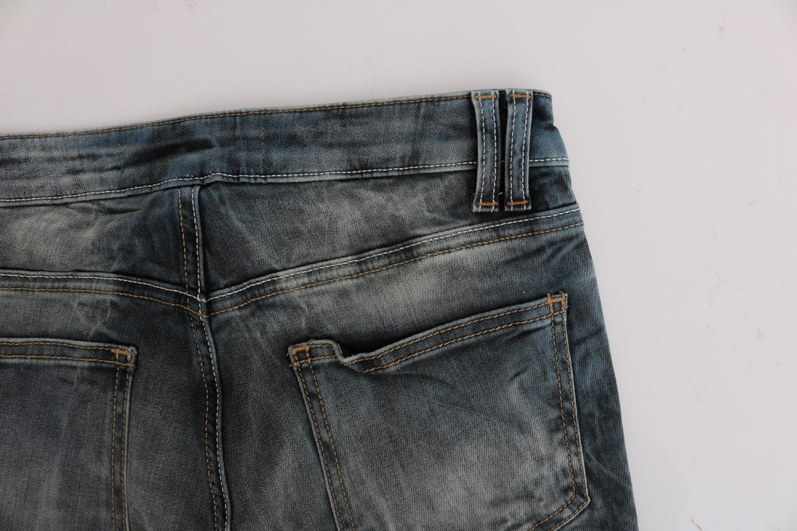 Blue Wash Cotton Blend Slim Fit Jeans
