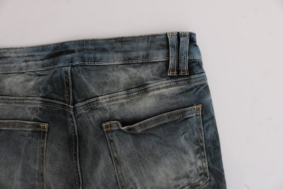 Blue Wash Cotton Blend Slim Fit Jeans