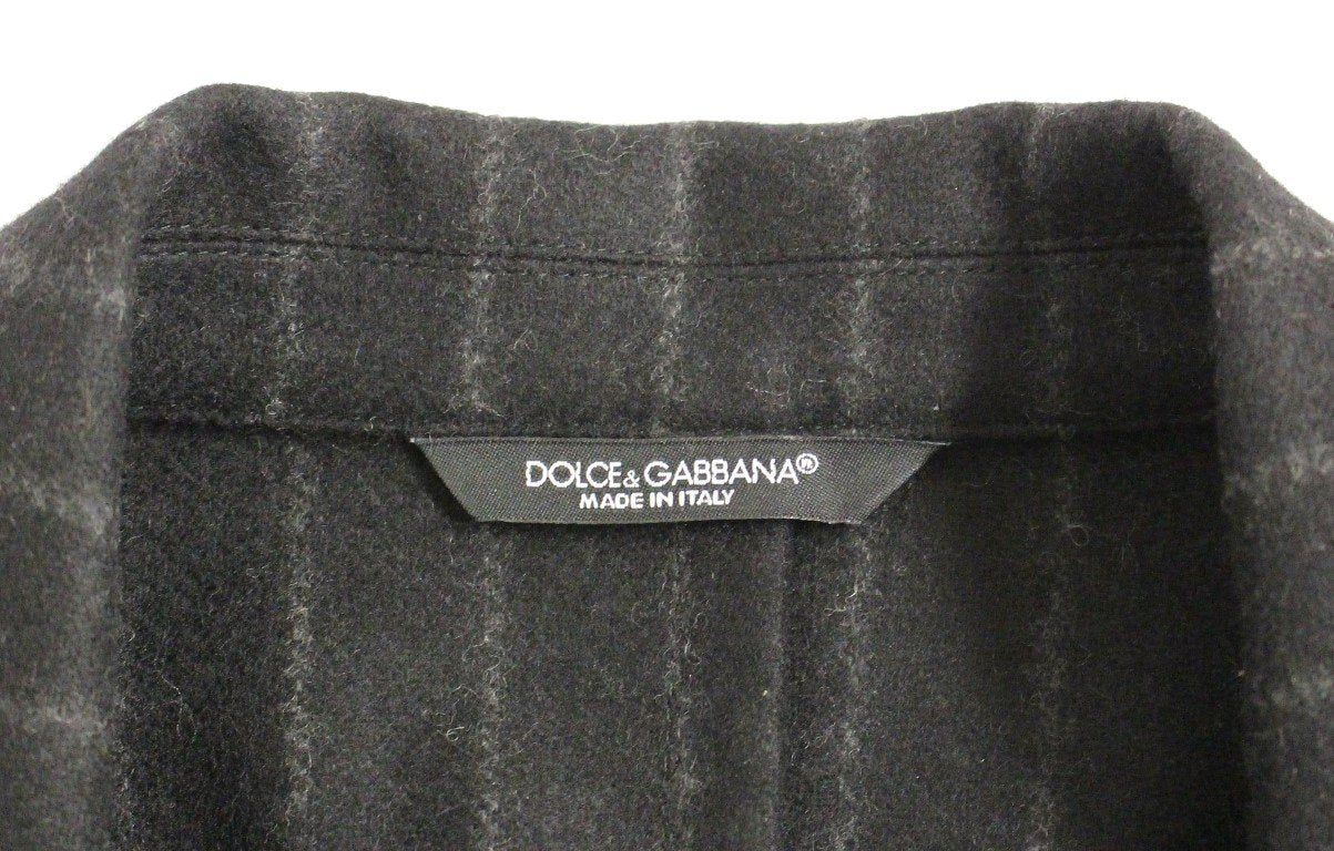 Black striped wool slim fit blazer