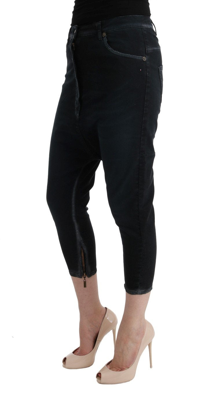 Black Cotton Stretch Baggy Jeans