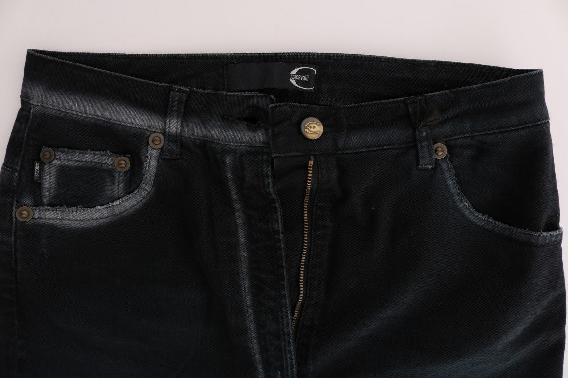 Black Cotton Stretch Baggy Jeans