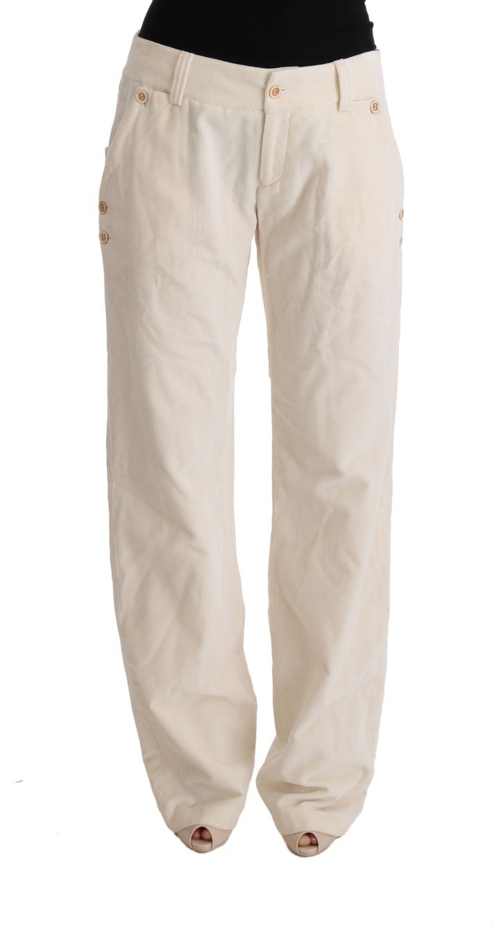 Off-White Cream Velvet Regular Fit Pants