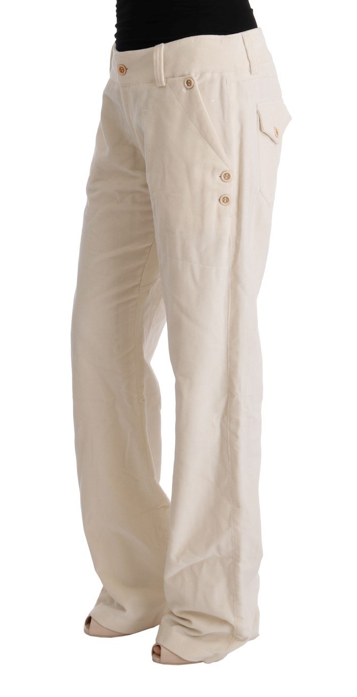 Off-White Cream Velvet Regular Fit Pants