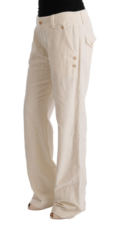 Off-White Cream Velvet Regular Fit Pants