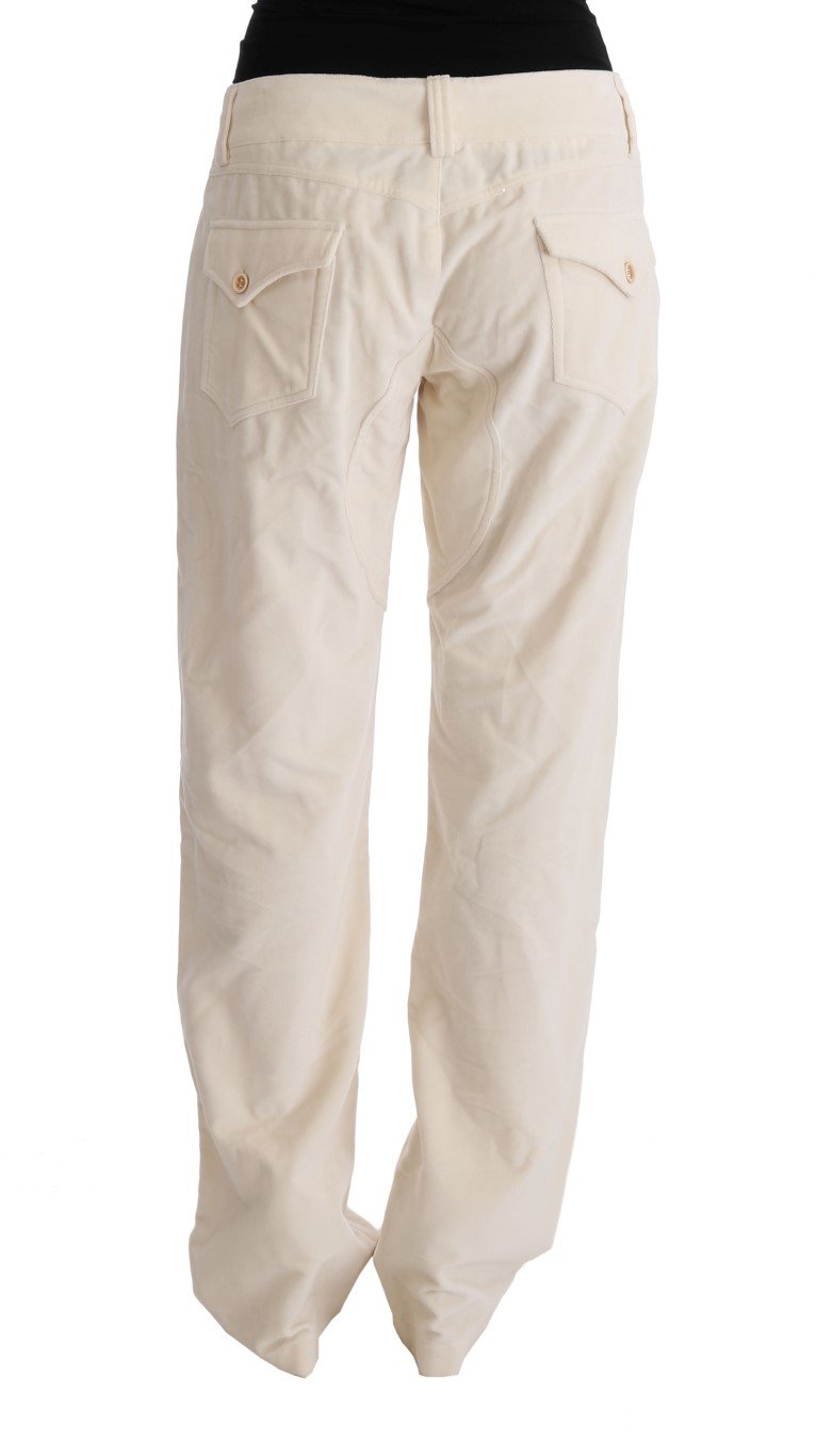Off-White Cream Velvet Regular Fit Pants