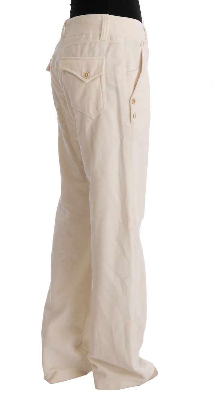 Off-White Cream Velvet Regular Fit Pants