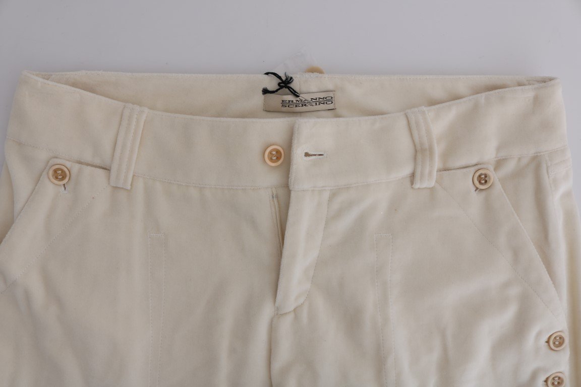 Off-White Cream Velvet Regular Fit Pants