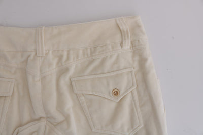 Off-White Cream Velvet Regular Fit Pants
