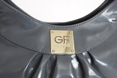 Gray patent hobo shoulder bag
