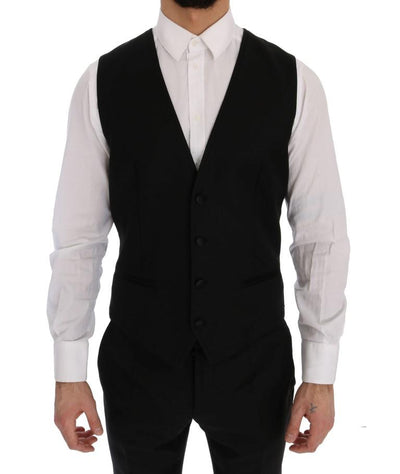 Black Wool Silk Slim Fit 3 Piece Suit