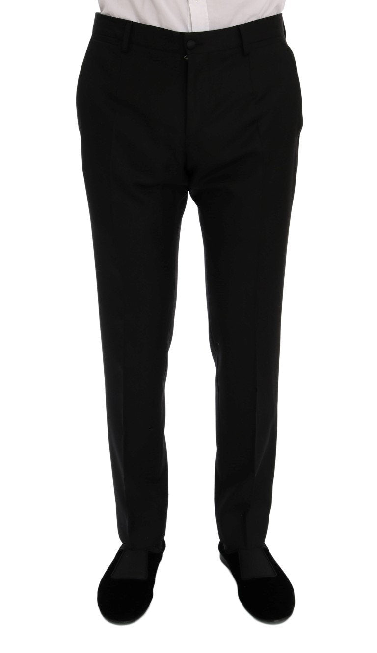 Black Wool Silk Slim Fit 3 Piece Suit