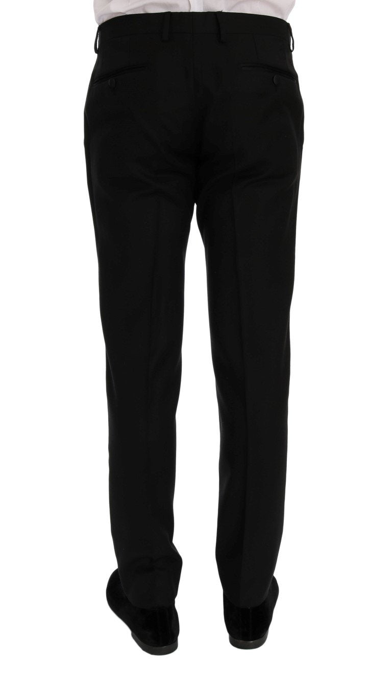 Black Wool Silk Slim Fit 3 Piece Suit