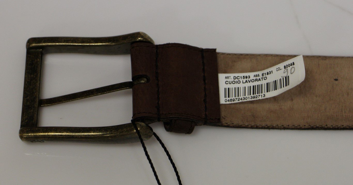 Brown Leather Logo Belt