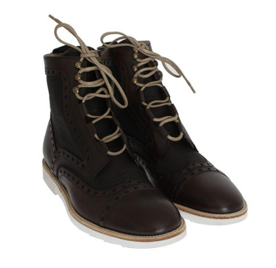 Brown Leather Above Ankle Tall Boots