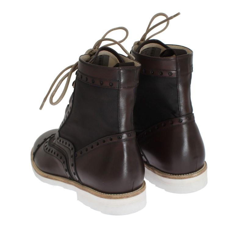 Brown Leather Above Ankle Tall Boots