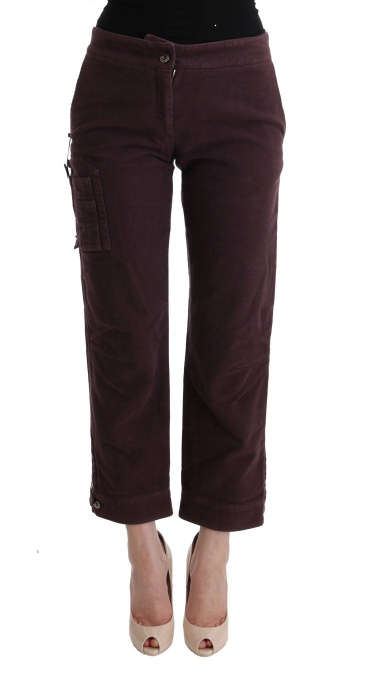 Purple Cotton Cropped Regular Fit Pants