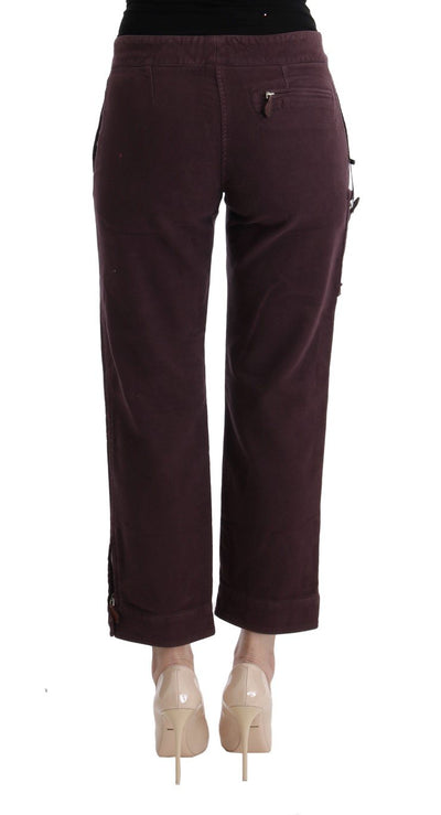 Purple Cotton Cropped Regular Fit Pants