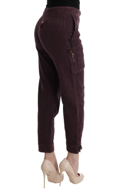 Purple Cotton Cropped Regular Fit Pants