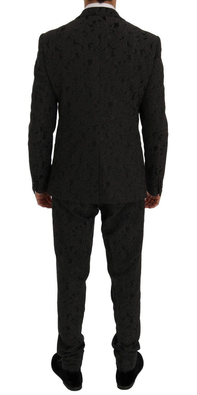 Gray Floral Brocade SICILIA 3 Piece Suit
