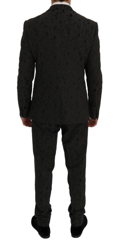Gray Floral Brocade SICILIA 3 Piece Suit