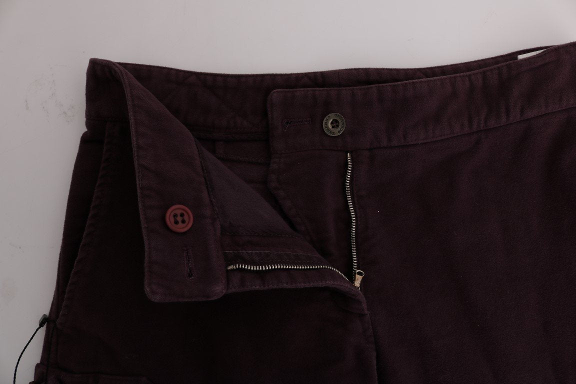 Purple Cotton Cropped Regular Fit Pants