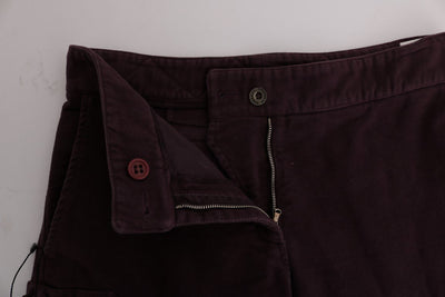 Purple Cotton Cropped Regular Fit Pants