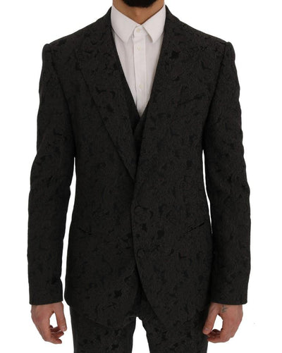 Gray Floral Brocade SICILIA 3 Piece Suit