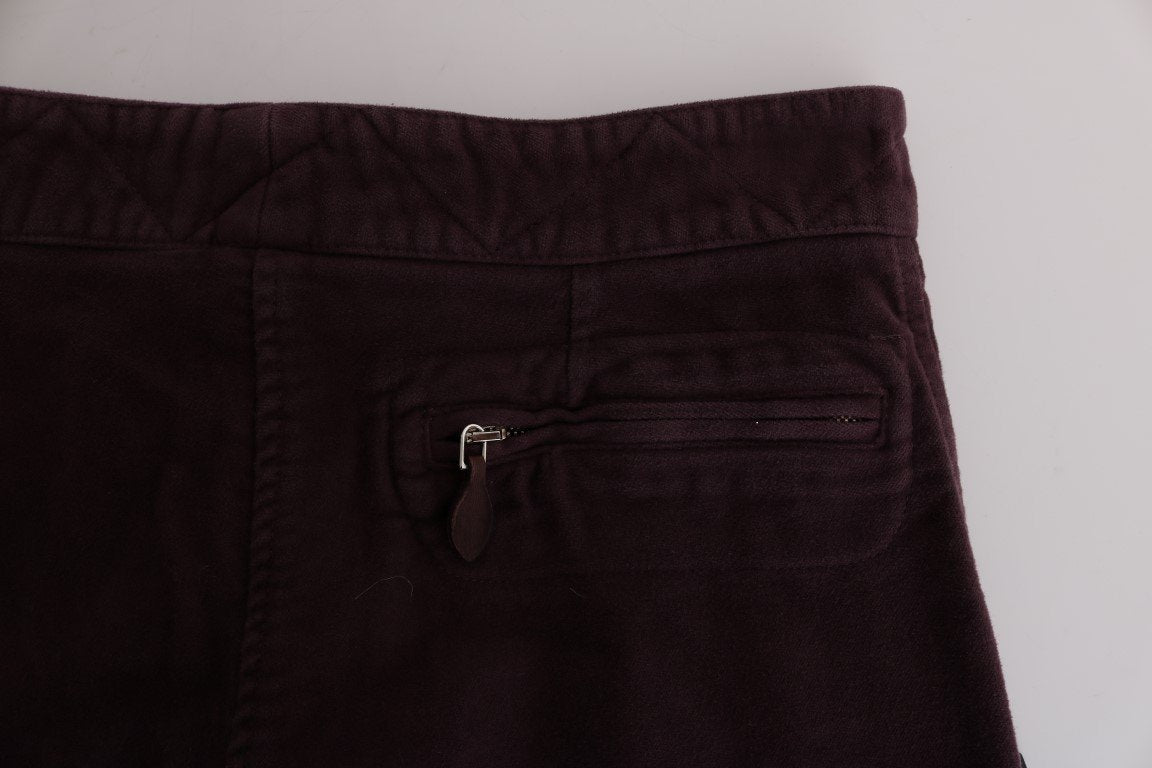 Purple Cotton Cropped Regular Fit Pants