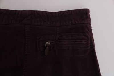 Purple Cotton Cropped Regular Fit Pants