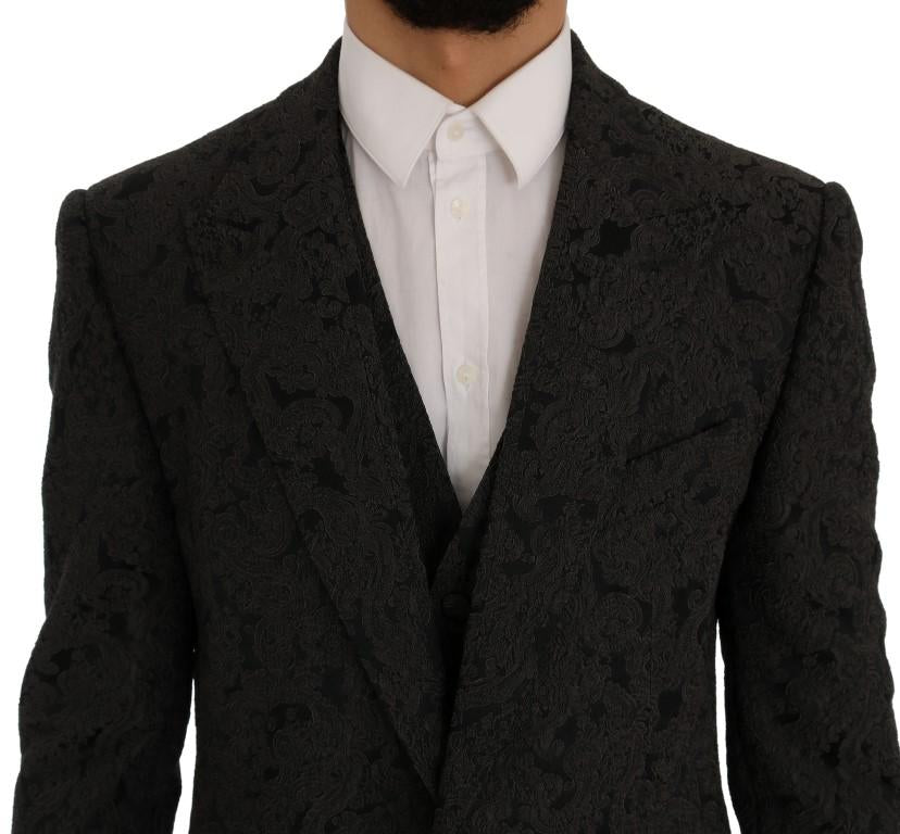 Gray Floral Brocade SICILIA 3 Piece Suit