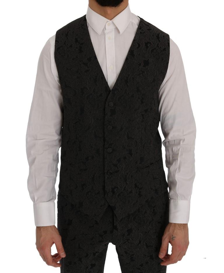 Gray Floral Brocade SICILIA 3 Piece Suit