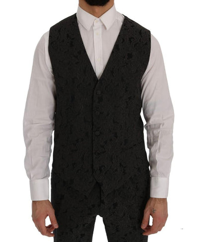 Gray Floral Brocade SICILIA 3 Piece Suit