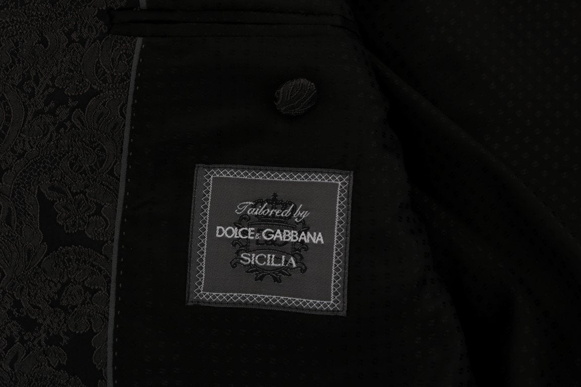 Gray Floral Brocade SICILIA 3 Piece Suit