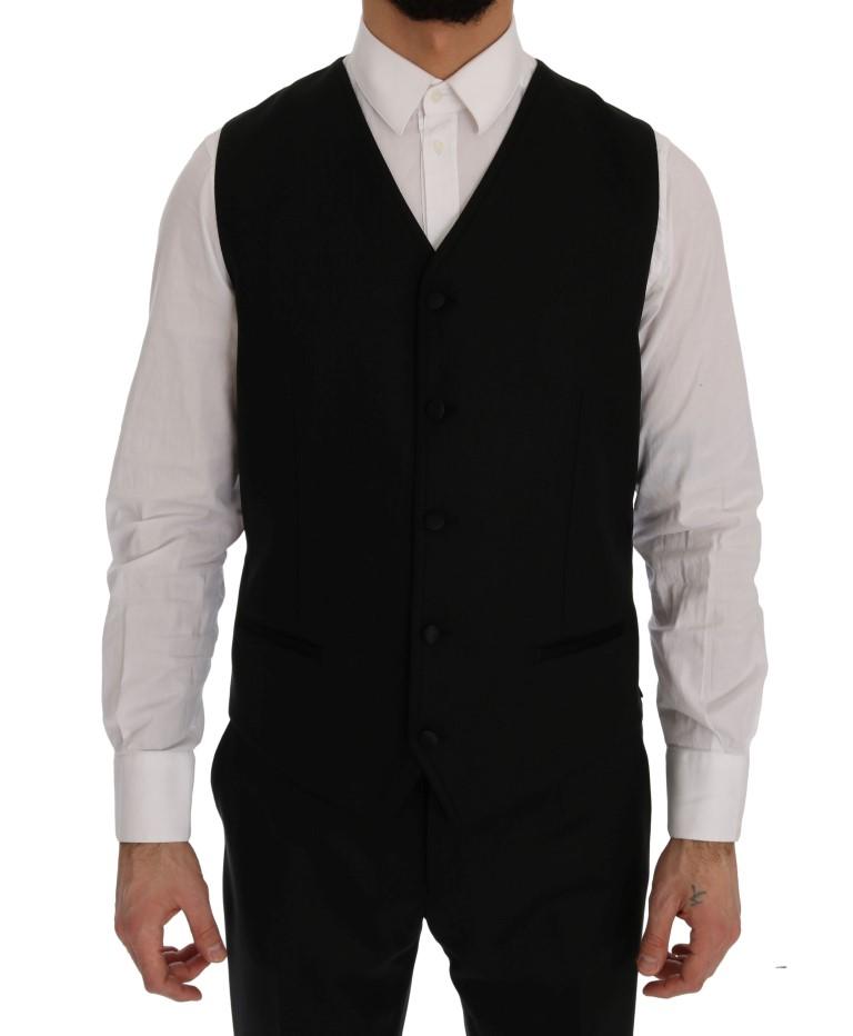 Black Wool Silk Slim Fit 3 Piece Suit