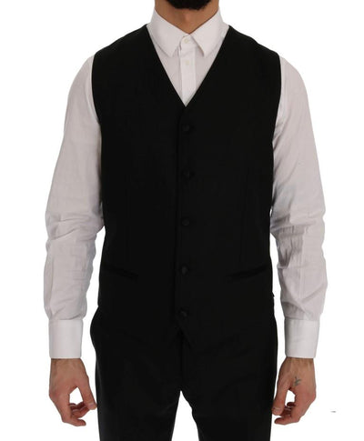 Black Wool Silk Slim Fit 3 Piece Suit