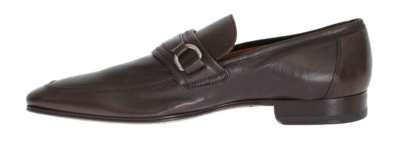 Brown Leather Formal Loafers Shoes