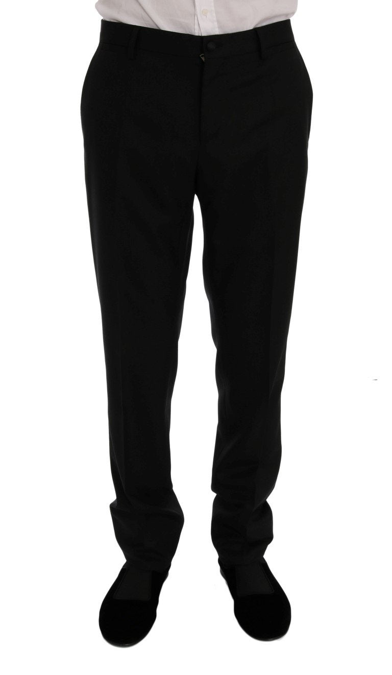 Black Wool Silk Slim Fit 3 Piece Suit