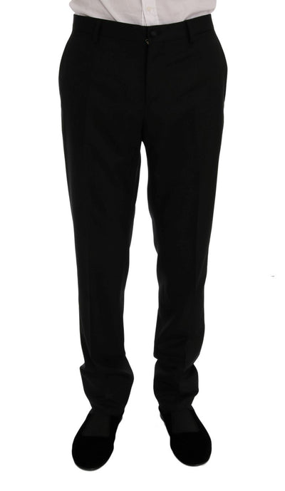 Black Wool Silk Slim Fit 3 Piece Suit