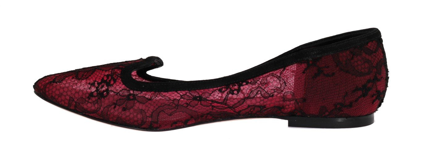 Pink Pizzo Lace Suede Ballerina Shoes