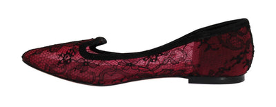 Pink Pizzo Lace Suede Ballerina Shoes