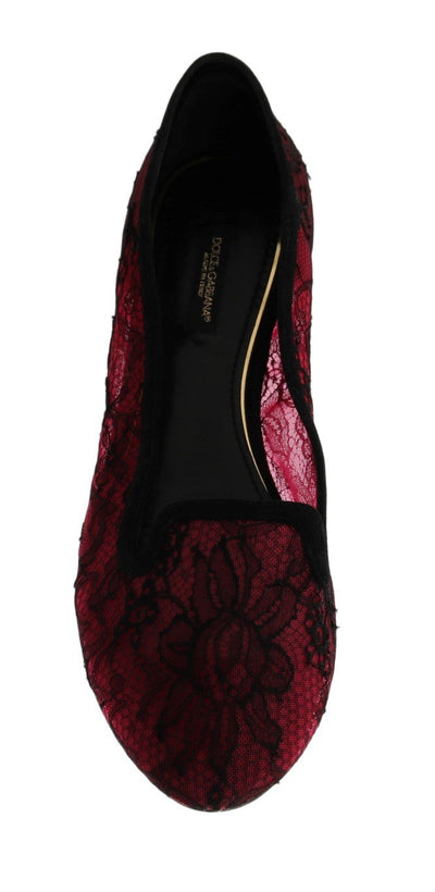 Pink Pizzo Lace Suede Ballerina Shoes