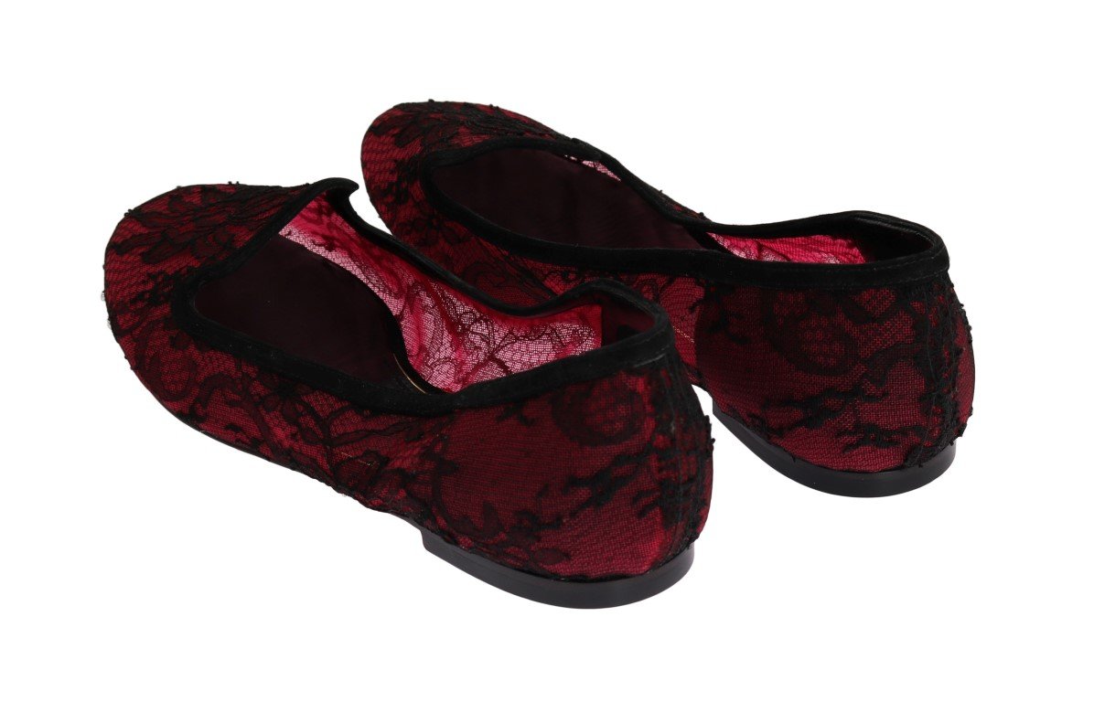 Pink Pizzo Lace Suede Ballerina Shoes