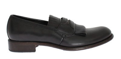 Black Leather Formal Loafers Shoes
