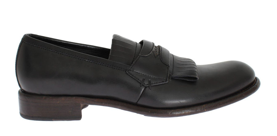 Black Leather Formal Loafers Shoes