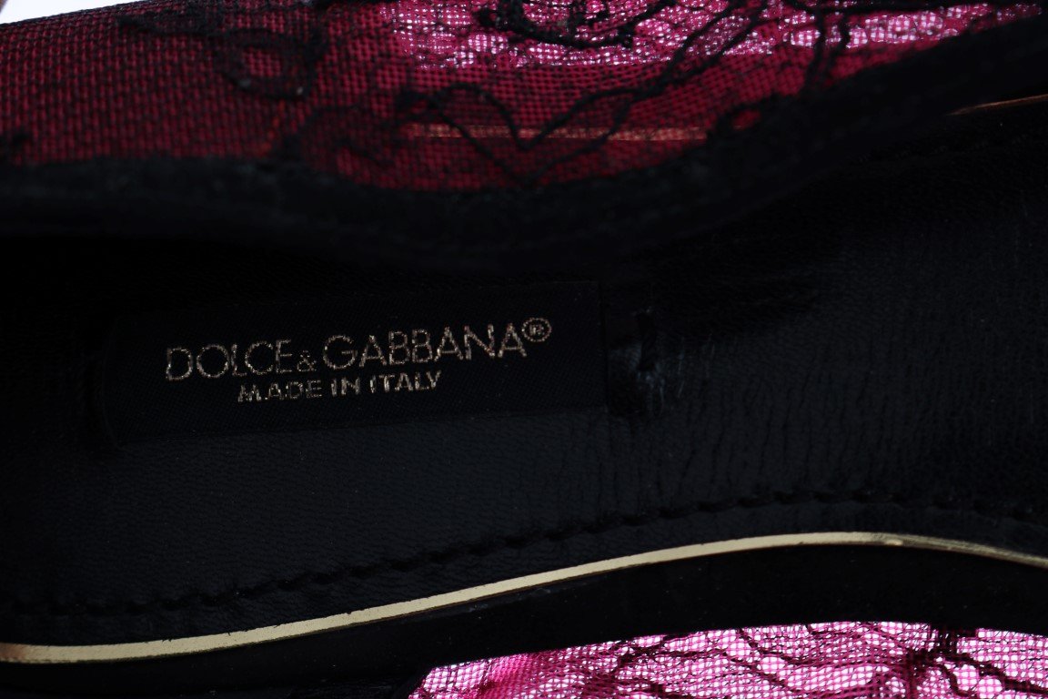 Pink Pizzo Lace Suede Ballerina Shoes